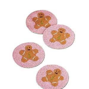 Posavasos Decorativo de Flor de Poinsettia con Cuentas, Hecho a Mano, Personalizable, Elegante, Bordado con Cuentas Doradas, para Fiestas Navideñas - Product Image 4