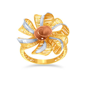 Luxury 18K Gold Plated Tri-Color Floral Statement <b>Ring</b> for Women Rose Gold & White Gold Flower Design Dubai <b>Arabic</b> Style Fashion - Product Image 1