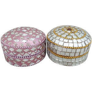 Indian Handmade Jewelry Trinket <b>Box</b> with Beaded Design Luxury <b>Wedding</b> <b>Favor</b> Packaging <b>Box</b> Trinket Jewelry <b>Box</b> 2 pcs Set - Product Image 4