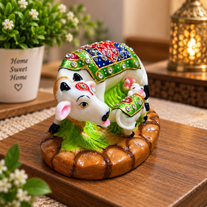 Statue de vache et de veau en résine, idole hindoue décorative, figurine animale en strass, décoration de la maison, cadeau - Product Image 2