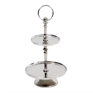 Modern <b>baking</b> decor Two Tier Stainless Steel Cake Stand Round Display Tray Reusable Hand Wash Only - Product Image 1