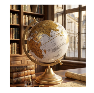 IMPERIAL BRASS STORE Globe de bureau moderne vintage écologique durable à thème nautique avec support métallique et base en marbre, décoration éducative - Product Image 4