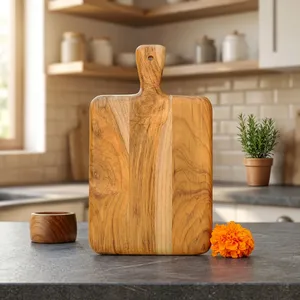 Tabla de cortar y paleta para servir de madera maciza hechas a mano: Aportan un toque de calidez orgánica y una funcionalidad atemporal, hechas a mano con calidad premium. - Product Image 3