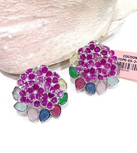 Flower Shape <b>Stud</b> <b>Earrings</b> with Zircon Gold Plated Alloy Women's Bohemia Style Party Wear Jewelry - Product Image 2