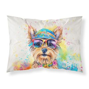 Yorkshire Terrier Hippie Dawg ilustraciones decorativas funda de almohada estándar ligera súper suave funda de cojín de fácil cuidado - Product Image 1