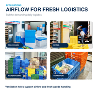 Conteneur logistique empilable ventilé en plastique ZNTB020, perforé, avec couvercle, trous ronds 600x400, emboîtable