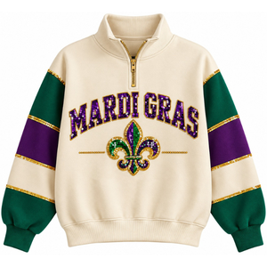 Sudadera Elegante de Manga Larga para Mujer con Estampado de Máscara de Bufón de Mardi Gras y Lentejuelas, Cuello Redondo - Product Image 3