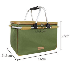 Camping Insulated Cooler Bag 20L Canvas Zipper Closure Picnic Handled Green Cooler Bags - Product Image 4