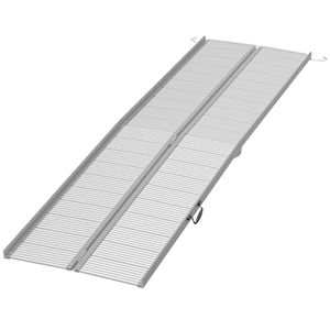 Rampa Pieghevole per Sedia a Rotelle da 3 Metri, Finitura Argento Resistente con Superficie Scanalata, Dispositivo di Assistenza Robusto per Uso Domestico - Product Image 1