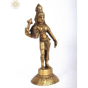 Ardhanarishvara ไอดอลอินเดียทำด้วยมือขนาด6นิ้วในประติมากรรมทองเหลืองอินเดียสำหรับให้เป็นของขวัญ - Product Image 4