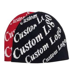 Bonnets d'hiver personnalisés avec logo brodé pour hommes et femmes, en tricot côtelé en laine mérinos, acrylique, coton, cachemire, avec logo de créateur - Product Image 3