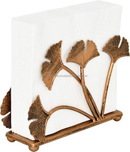 Golden Ginkgo Leaf Metal Napkin Holder Free Standing Oriental Design for Home Decoration Gifting Living Room Decor Kitchen - Product Image 5
