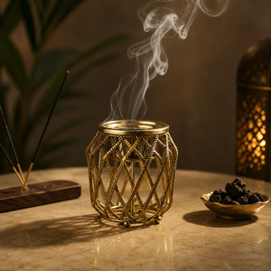 Brûleur d'encens arabe moderne en métal Mabkhara, support de parfum Oud de qualité supérieure, décoration islamique pour la maison, fournisseur en gros - Product Image 5