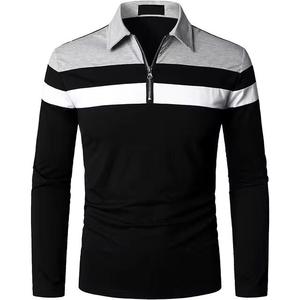 Nueva ropa deportiva informal de alta calidad, polos de manga larga con cremallera completa para hombre, diseño y logotipo personalizados - Product Image 2