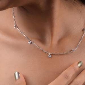 Collier élégant en diamant de laboratoire, or massif 10k 14k 18k, or blanc, jaune, rose, couleur EF, VVS VS, bijoux pour femme, cadeau, mariage, fête - Product Image 1