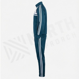 Survêtement sportif pour homme, fermeture éclair intégrale, col montant, design color block, polyester respirant, coupe classique, poches latérales, idéal pour l'automne - Product Image 3