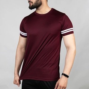 T-shirt à manches courtes pour homme, couleur marron, col rond, coupe ajustée, décontracté, couleur unie, tissu jersey respirant - Product Image 2