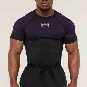YOUNGOLP <b>Men's</b> <b>Long</b> <b>Sleeve</b> Compression <b>Shirt</b> Black <b>Red</b> Sporty Fit Neck Quick Dry Knitted Summer Wear Camouflage Anti-Pilling - Product Image 3