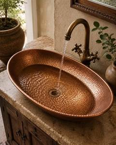 Fregadero de Cocina de Cobre Resistente con Apariencia Rústica Clásica para Diseños de Casas de Campo y Tradicionales - Product Image 2