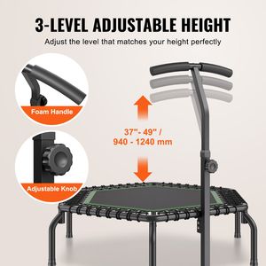 Trampolino Fitness Mini Personalizzabile da 54,5 Pollici con Maniglia per Esercizi Indoor, in Acciaio Inox e Alluminio per Uso Esterno - Product Image 4