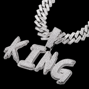 Colgante personalizado de moissanita con letra inicial, chapado en plata, estilo hip hop, para hombre y mujer, ideal como regalo. - Product Image 2