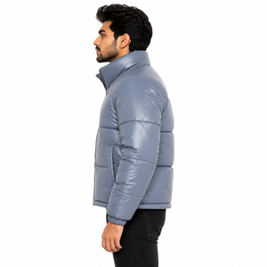 Vestes matelassées légères pour hommes avec col montant et fermeture éclair intégrale, doudoune chaude rembourrée pour l'hiver, fournisseur OEM en gros - Product Image 3