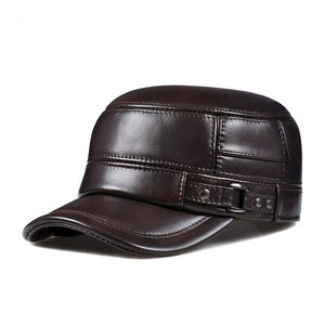 Gorra de Béisbol de Cuero PU Marrón, Unisex, Vintage, Ajustable, con Hebilla Metálica, 6 Paneles, Color Sólido Lavado, Casual, 48-50cm - Product Image 1