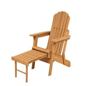 Sedia Adirondack Pieghevole in Legno Preassemblata per Esterni con Poggiapiedi Retrattile, Sdraio con Schienale e Seduta Confortevoli per Patio - Product Image 5