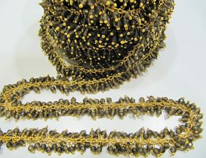 Natural Smoky Quartz 2.5mm RondelleCluster <b>Rosary</b> Chain Dangling Wire Wrapped Grape Chain - Product Image 5