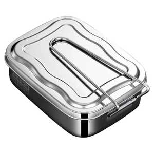 2 Tier Square Stainless Steel Lunch Box Set <b>Stackable</b> Metal Bento Box Food <b>Storage</b> <b>Container</b> With Insert Tray Plate - Product Image 6