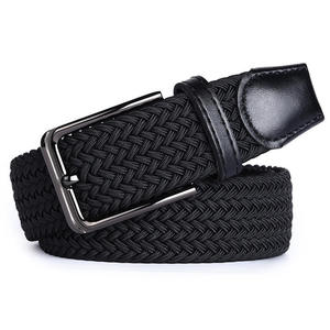 Cinturón Casual con Patrón de Espiga Trenzada, Hebilla de Acero, Diseño Elástico Negro Resistente - Product Image 6