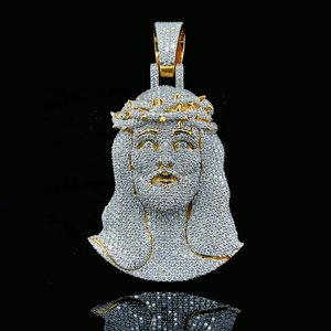 Colgante Personalizado con Diamante Cultivado en Laboratorio VVS, Diseño Jesus Piece, Plata de Ley 925, Chapado en Oro, Estilo Rapper, Joyería Fina, Certificado IGI - Product Image 2