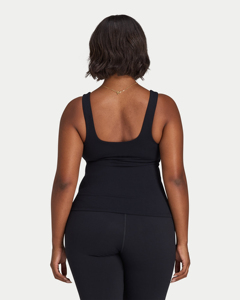 Débardeur côtelé personnalisé pour femme avec logo, en coton et élasthanne, à bretelles larges, coupe ajustée, sans manches, col en U, uni, très extensible, pour le sport - Product Image 4