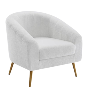 Canapé-lit moderne de luxe le plus vendu avec coussin moelleux, une place, blanc, pieds dorés, fauteuil lounge pour l'intérieur - Product Image 1