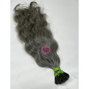 Extensiones de Cabello Humano Remy Grado 12A Hechas a Mano en India Arrow Exim, Gris Natural, Punta en I, Doble Trama a Máquina, Permanente, Todos los Colores Naturales - Product Image 5