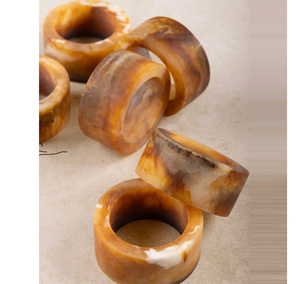 Servilleteros de resina de diseño elegante moderno redondo azul punteado ecológico utensilios de cocina restaurante decoración Conjunto 2 Uso de fiesta - Product Image 3