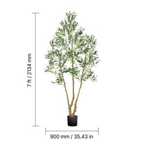 Árbol de Olivo Artificial Realista de 7 Pies para Interiores con Maceta Negra, Árbol Artificial Alto con Tronco de Madera Natural, Hojas Verdes y Frutos para Uso en Exteriores - Product Image 5