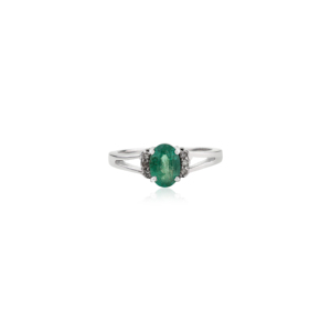 Beautiful Oval Cut Genuine <b>Emerald</b> Halo Diamond Solitaire Accents 925 Sterling <b>Silver</b> <b>Ring</b> Wholesale OEM ODM Jewelry Available - Product Image 1