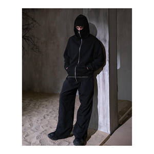 Sudadera con Capucha Balaclava para Hombre, 100% Algodón Grueso, Talla Grande, Capucha Doble con Cremallera, Hombros Caídos, Personalizable para Invierno - Product Image 4