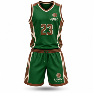 Ensemble d'uniformes de basketball en gros d'usine, maillot et short personnalisés pour équipe, vêtements de sport respirants à séchage rapide en tissu sublimé avec nom et numéro - Product Image 1