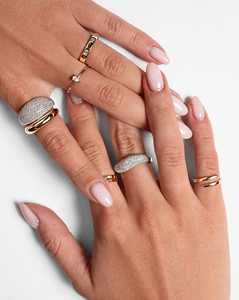 Sparkling Lab Grown Diamond Cloud <b>Dome</b> Statement <b>Rings</b> 925 Silver 10k 14k 18k Solid Gold Pave Set Bridal Cocktail Curved Bands - Product Image 4