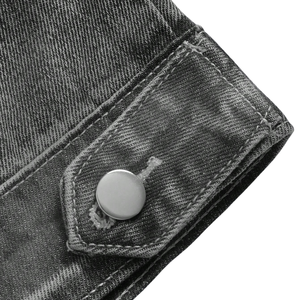 Blouson en jean vintage délavé pour homme, col montant, fermeture éclair, coupe droite, décontracté, 100 % coton, style motard, pour le quotidien - Product Image 4