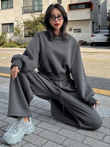 Ensemble de survêtement pour femme en coton et polyester, sweat à capuche zippé et pantalon de jogging, respirant, extensible, vêtements de sport et de fitness - Product Image 5