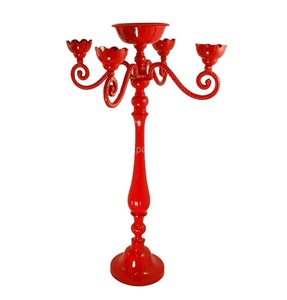 เชิงเทียนโลหะเงิน5แขนสำหรับตกแต่งงานแต่งงานงานปาร์ตี้ทำมือ - Product Image 2