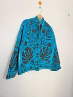 Blouson bomber léger et écologique en velours brodé tendance automne/hiver, broderie florale, velours réversible Suzani
