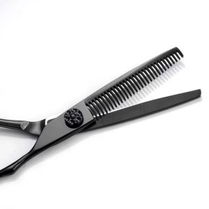 Ciseaux de toilettage professionnels 2026 à lame courbée en acier inoxydable allemand, cisailles à effiler avec vis réglable et repose-doigt fixe - Product Image 6