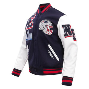 Chaqueta Varsity Mash Up para Hombre, Estilo Casual Urbano, Chaqueta Bomber con Gráficos de Letras, Cómoda, Mezcla de Algodón, Manga Larga - Product Image 3