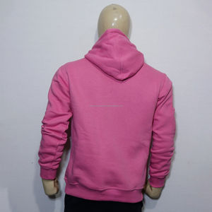 <b>Men's</b> <b>Pink</b> Hooded Sweatshirt Regular Fit Fleece Casual Autumn Wear Pocket Design Solid Color Knitted <b>Hoodie</b> - Product Image 2