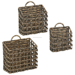 Panier mural en jacinthe d'eau, ensemble de paniers muraux en jacinthe d'eau, adorable panier de rangement en jacinthe d'eau, suspendu au mur, pour les entrées - Product Image 5