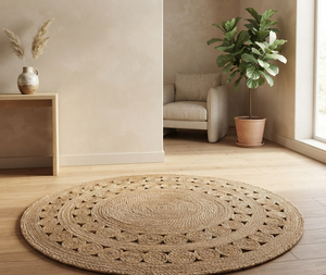 Tapis en jute tressé à prix avantageux, salon, chambre à coucher, tapis rond en jute, tapis rond en jute fait à la main, intérieur, fabriqué en Inde - Product Image 3